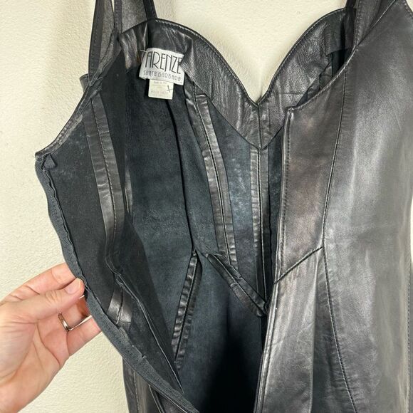 Vintage Firenze Santa Barbara Leather Dress Bodycon Whimsygoth Dark Romantic S - Picture 5 of 7